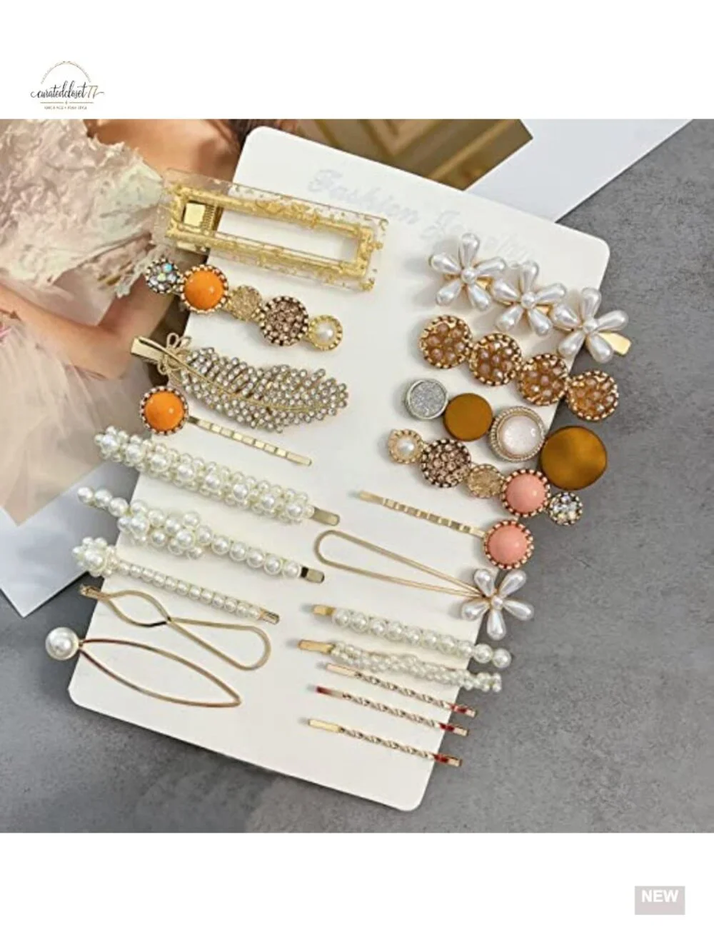 20 Pcs Pearl Acrylic Resin Hair Clips Set, Decorative Barrettes & Pins